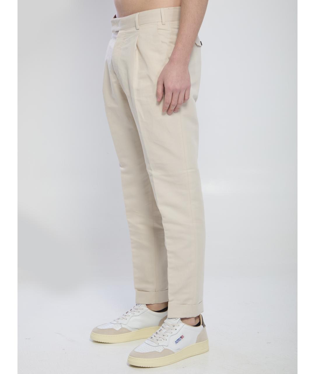 PT TORINO Бежевые льняные повседневные брюки, фото 2