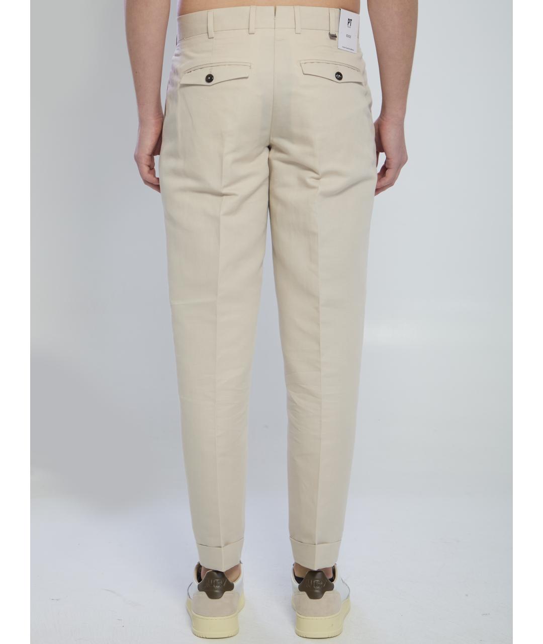 PT TORINO Бежевые льняные повседневные брюки, фото 4