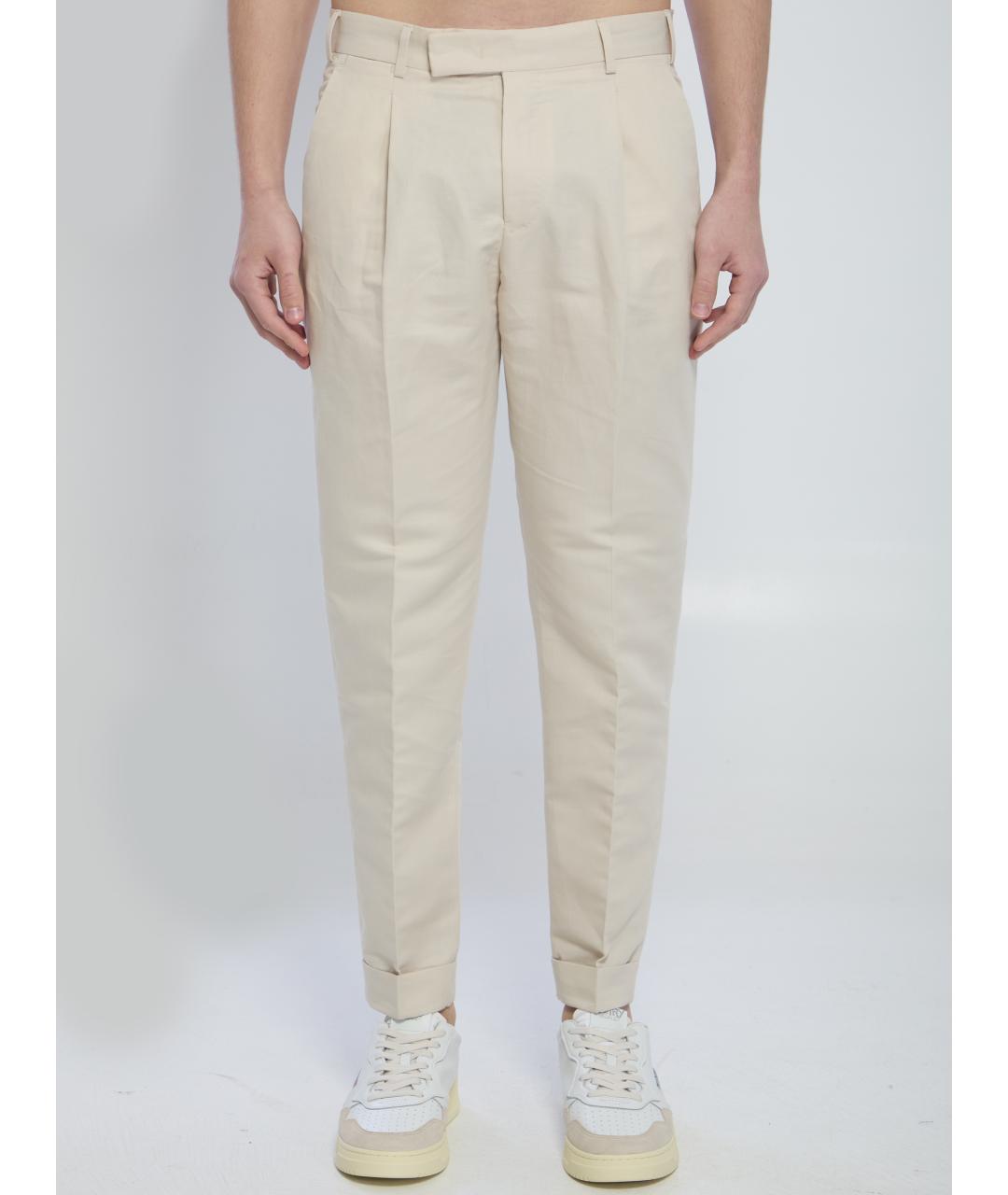 PT TORINO Бежевые льняные повседневные брюки, фото 5