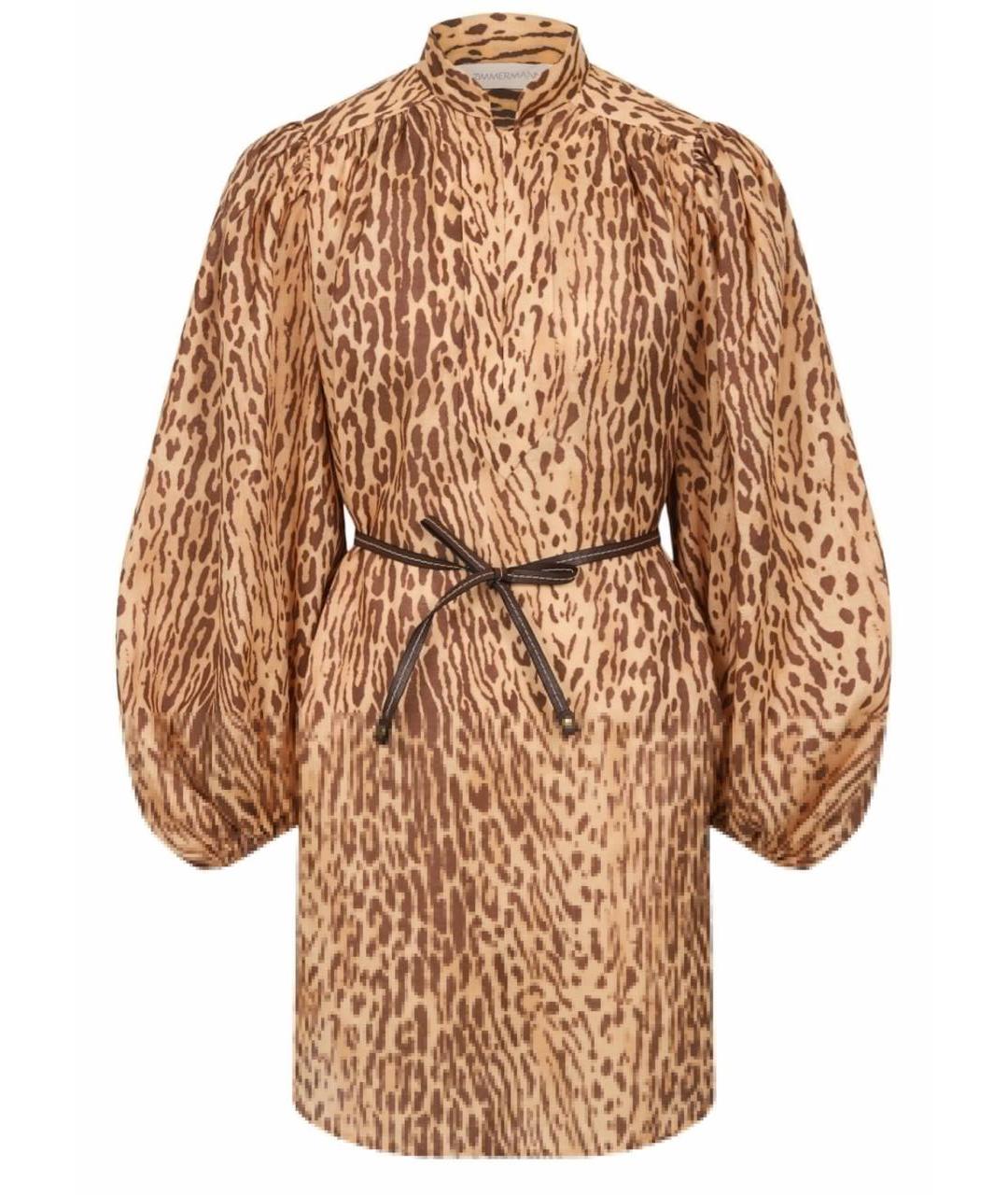 ZIMMERMANN Бежевое льняное коктейльное платье, фото 1