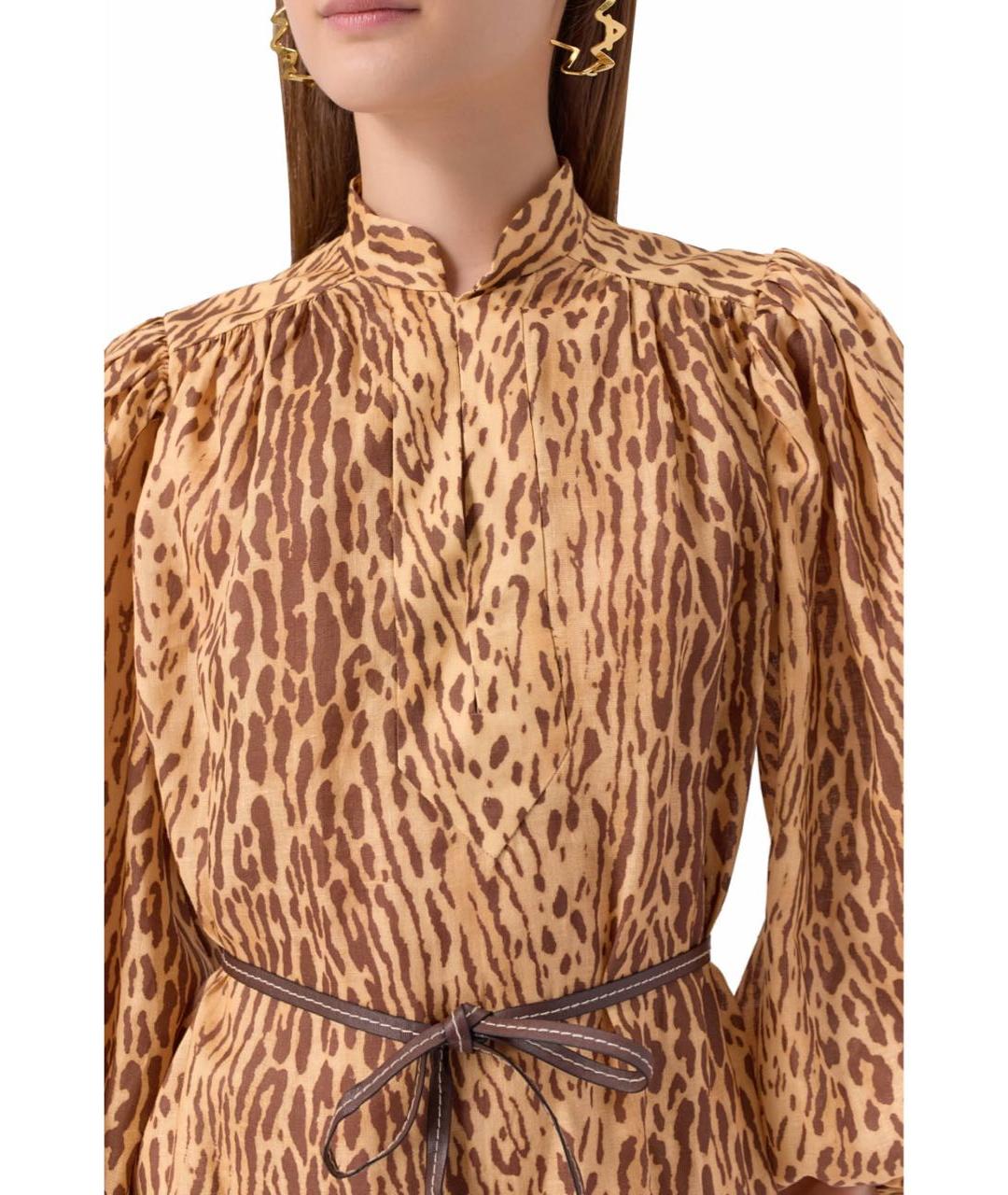 ZIMMERMANN Бежевое льняное коктейльное платье, фото 5