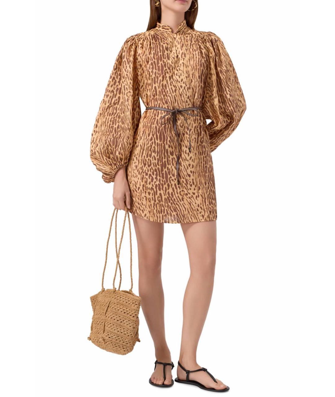 ZIMMERMANN Бежевое льняное коктейльное платье, фото 3