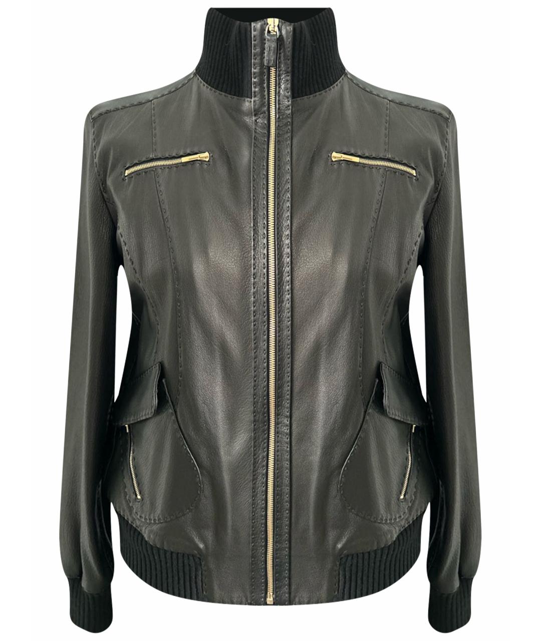 FENDI Черная кожаная куртка, фото 1