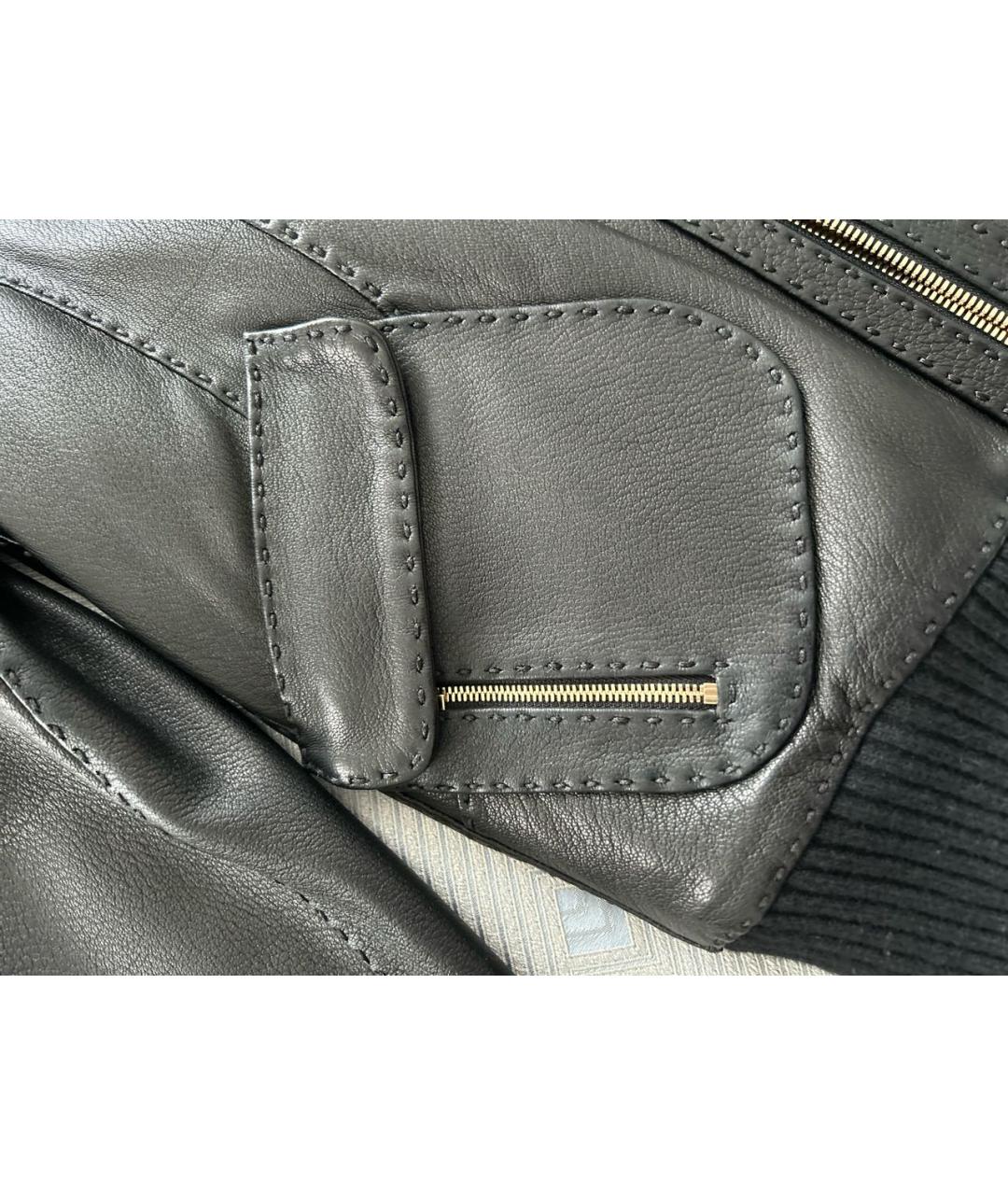 FENDI Черная кожаная куртка, фото 5