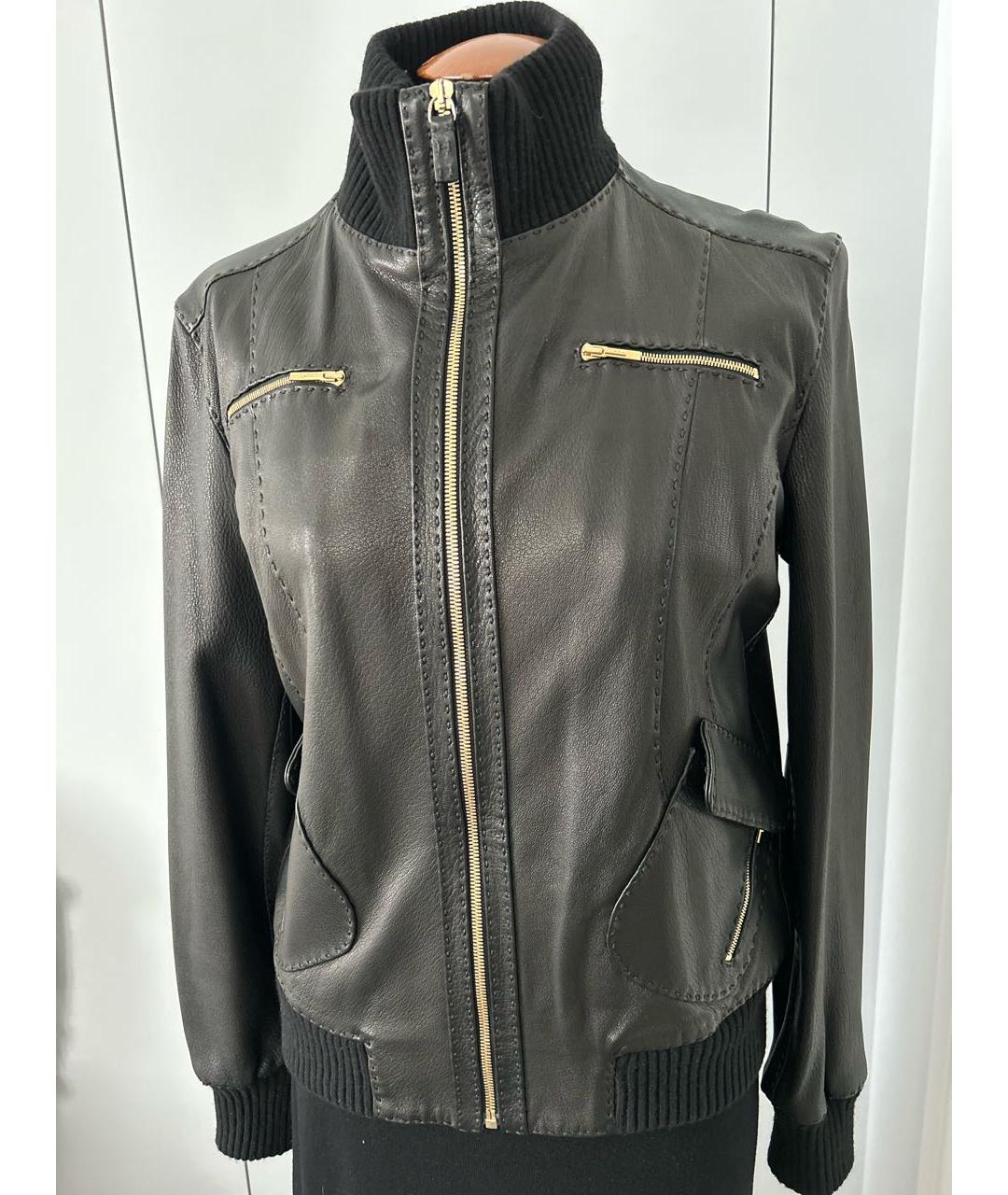 FENDI Черная кожаная куртка, фото 7