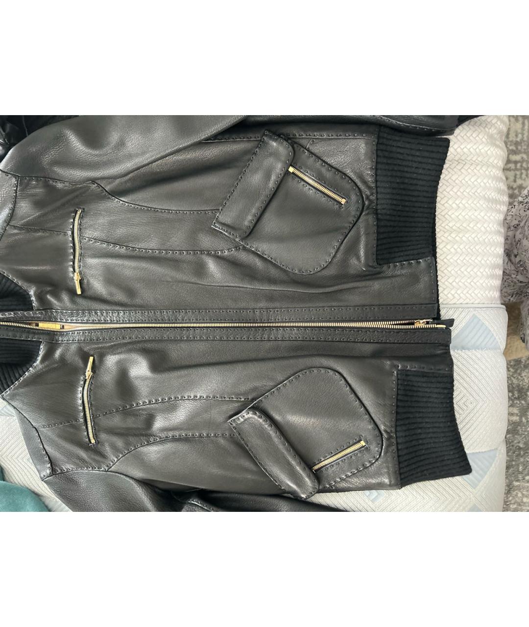 FENDI Черная кожаная куртка, фото 4