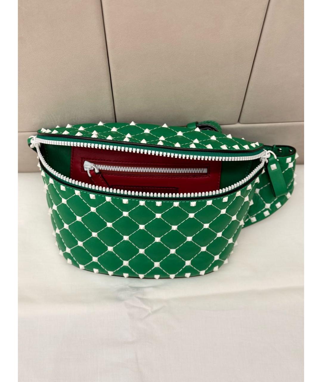 VALENTINO Зеленая кожаная поясная сумка, фото 4