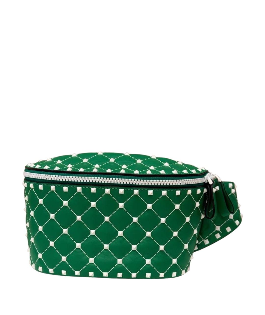 VALENTINO Зеленая кожаная поясная сумка, фото 1