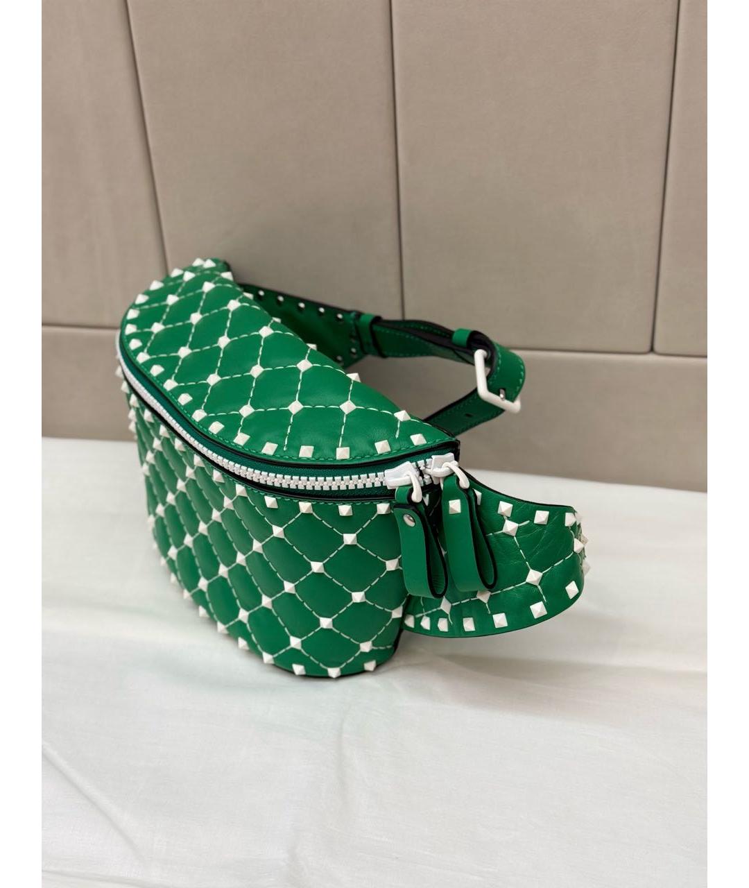 VALENTINO Зеленая кожаная поясная сумка, фото 2