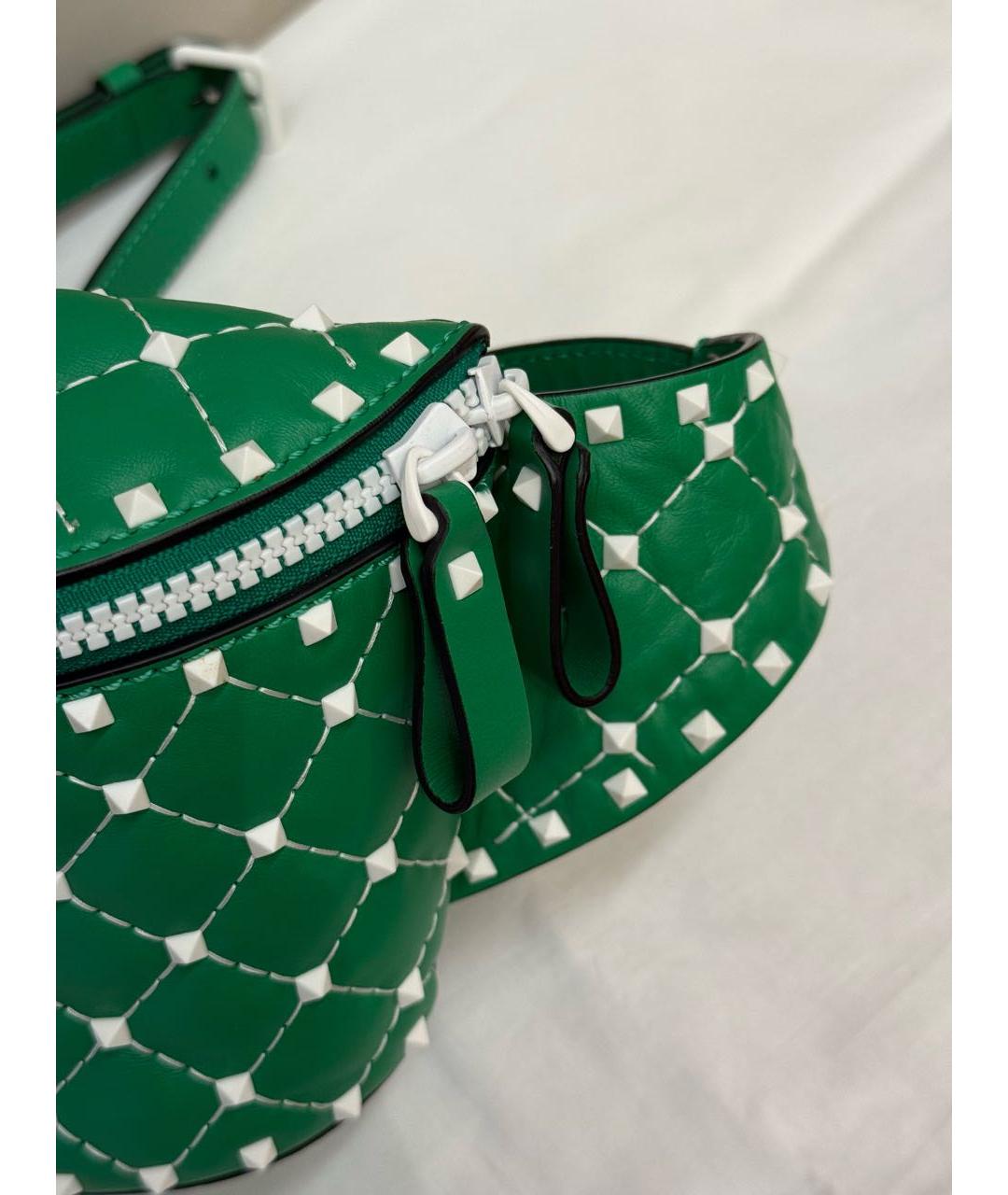 VALENTINO Зеленая кожаная поясная сумка, фото 7