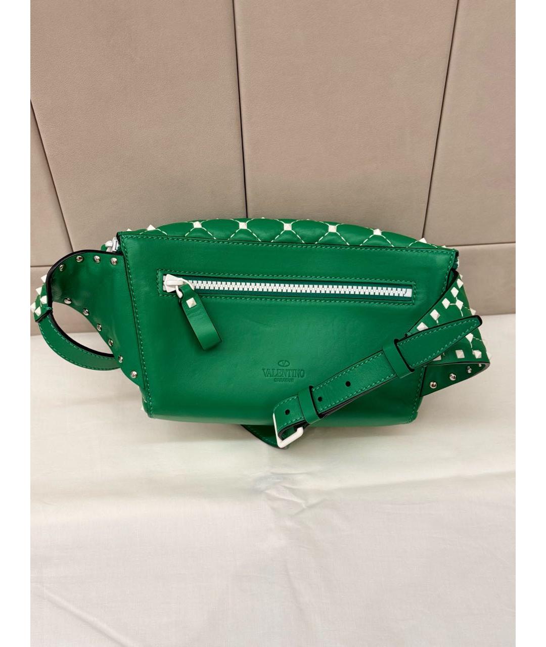 VALENTINO Зеленая кожаная поясная сумка, фото 3