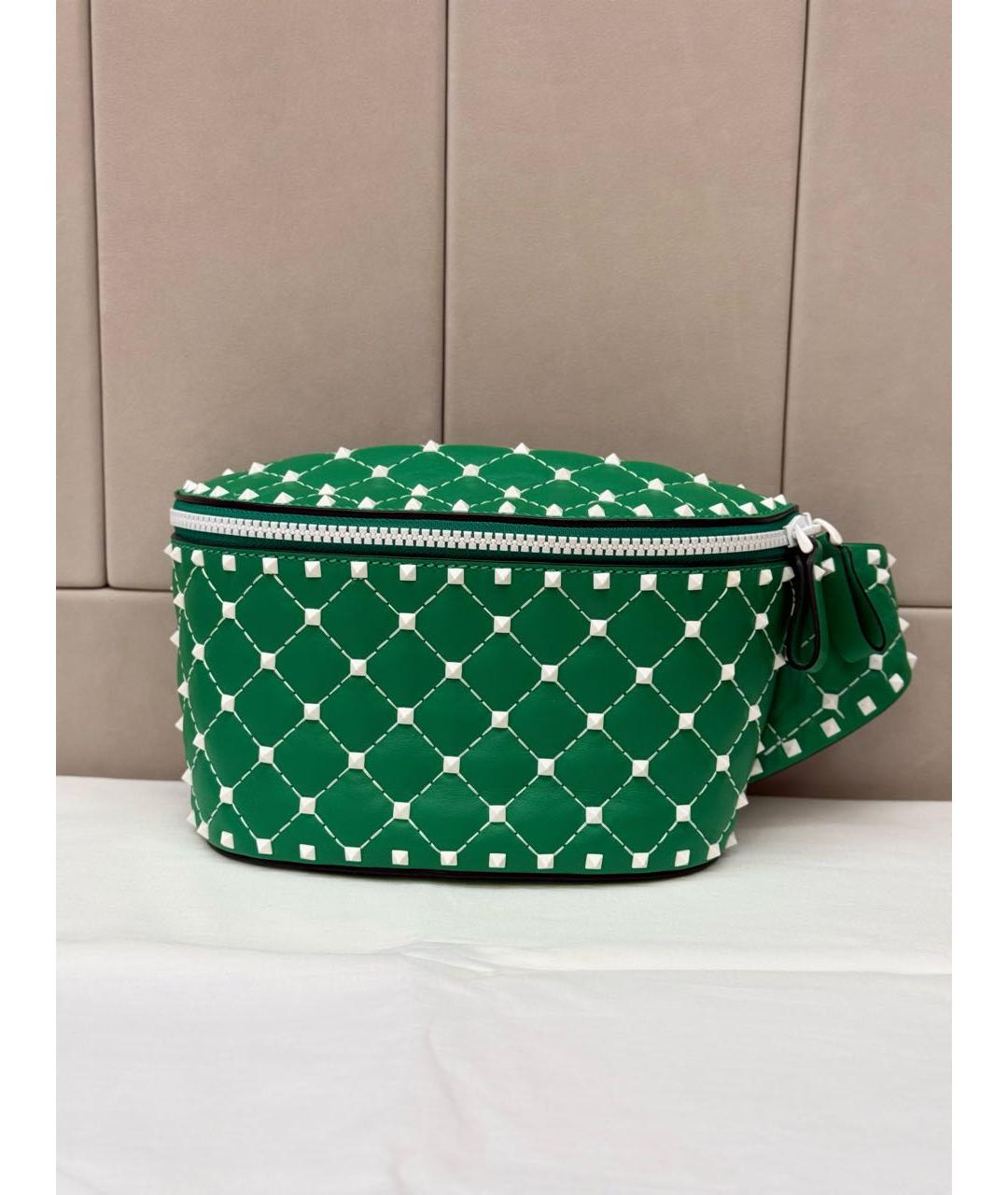 VALENTINO Зеленая кожаная поясная сумка, фото 9