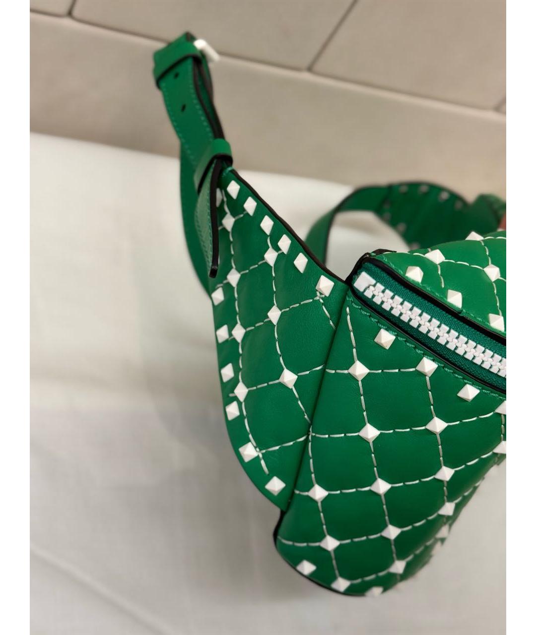 VALENTINO Зеленая кожаная поясная сумка, фото 8