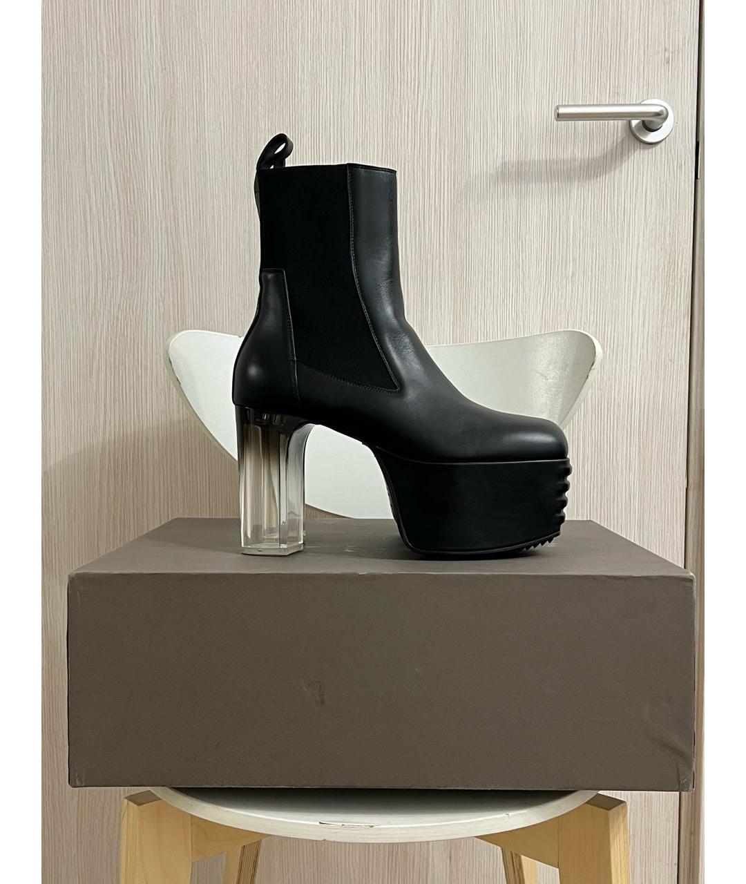 RICK OWENS Черные кожаные ботильоны, фото 8