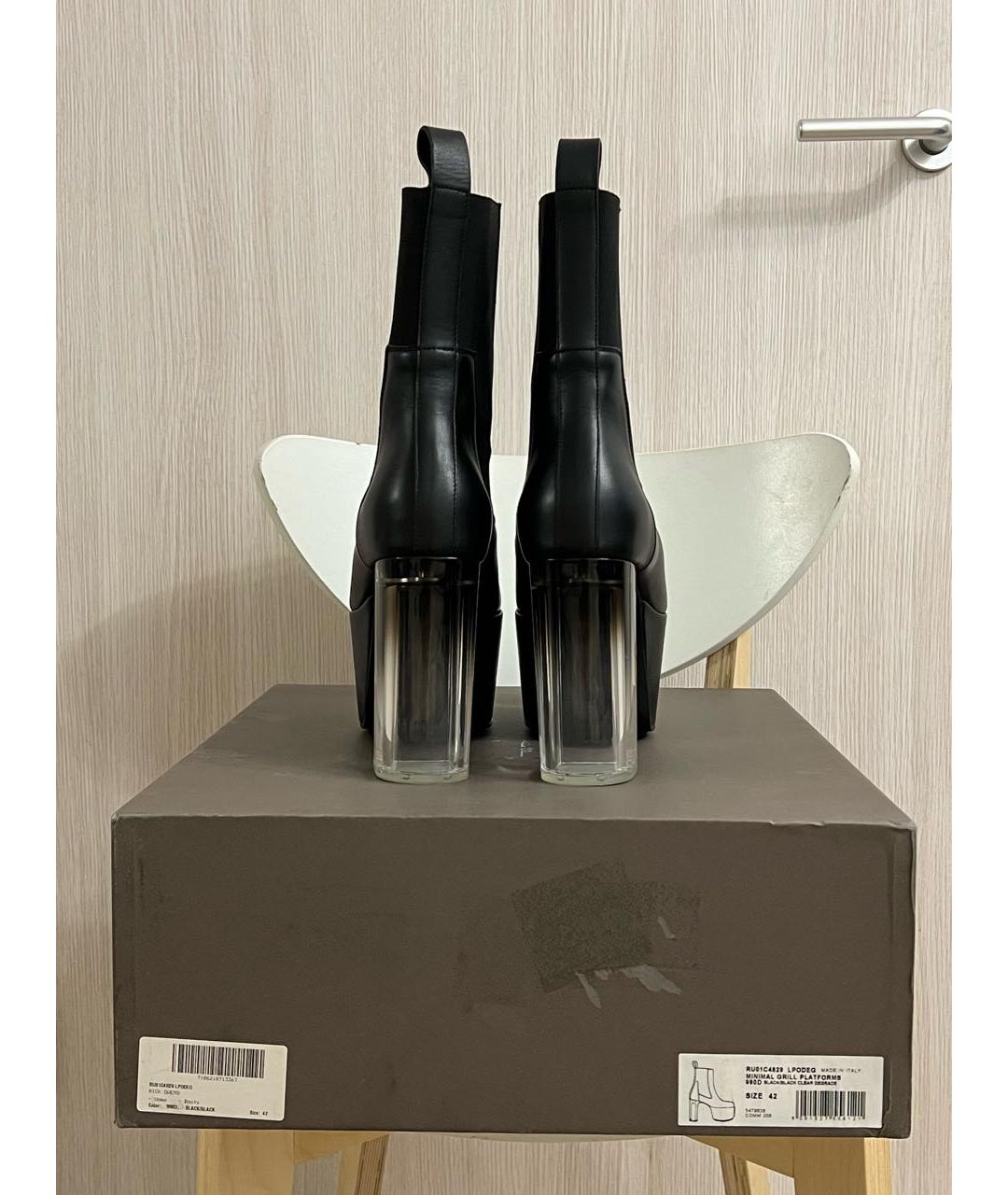 RICK OWENS Черные кожаные ботильоны, фото 3