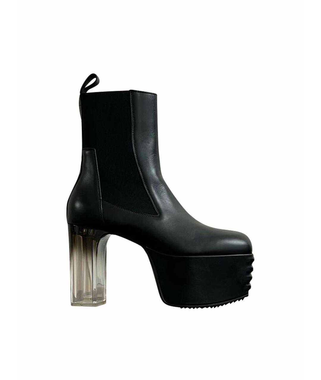 RICK OWENS Черные кожаные ботильоны, фото 1