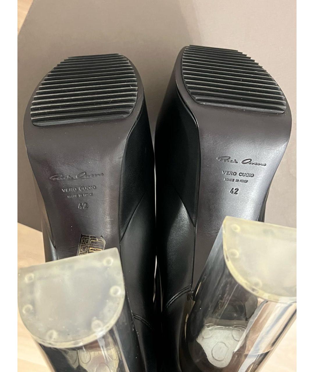 RICK OWENS Черные кожаные ботильоны, фото 4