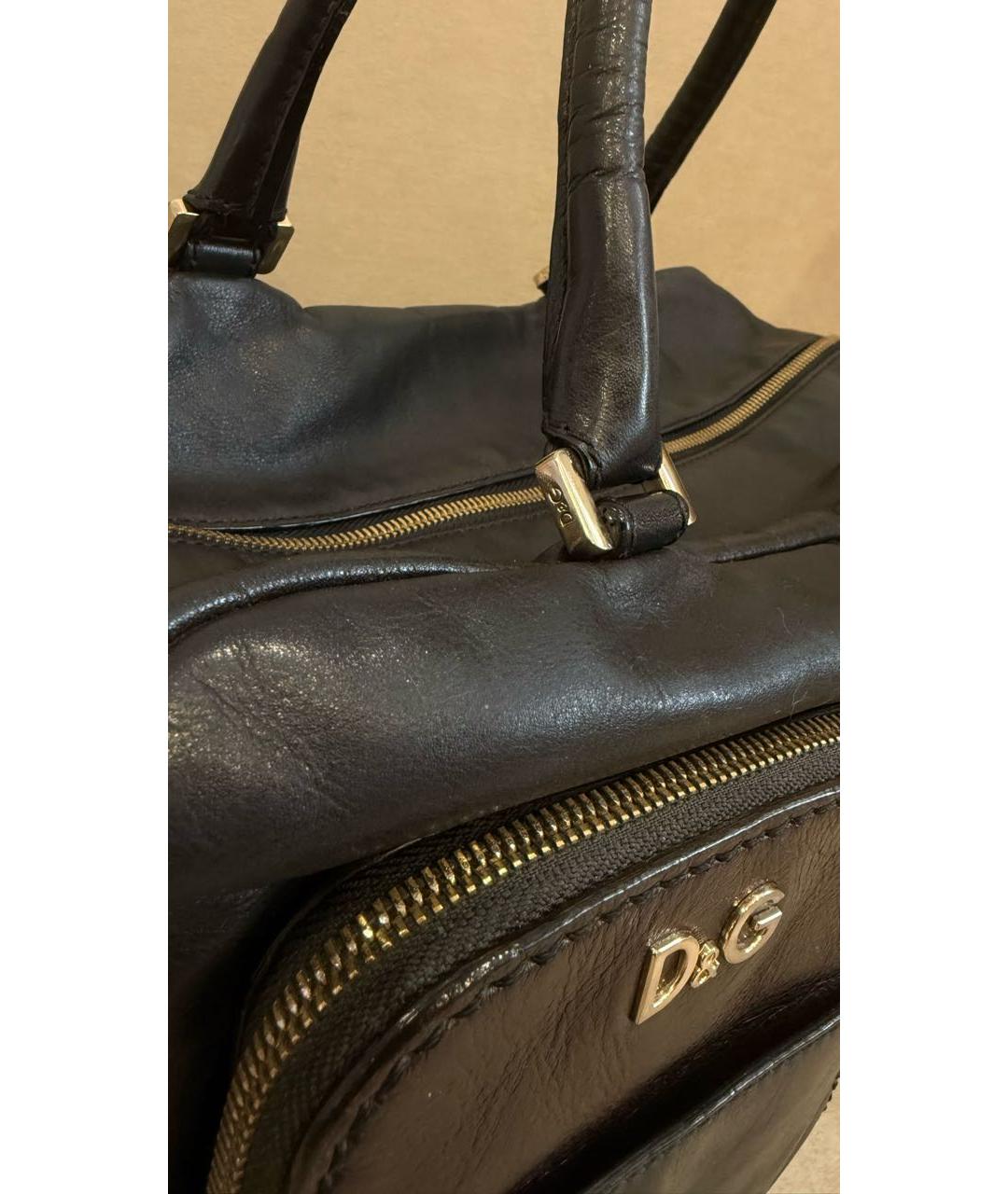 DOLCE&GABBANA Темно-синяя кожаная сумка с короткими ручками, фото 7