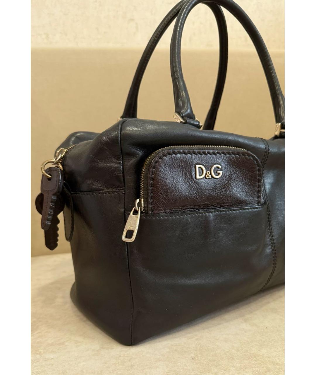 DOLCE&GABBANA Темно-синяя кожаная сумка с короткими ручками, фото 6