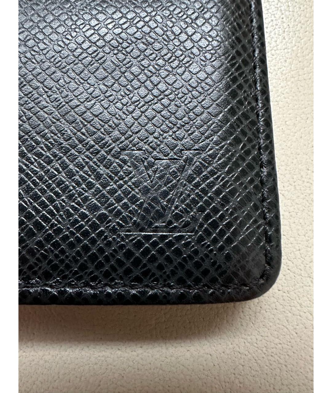 LOUIS VUITTON Черный кожаный кошелек, фото 3