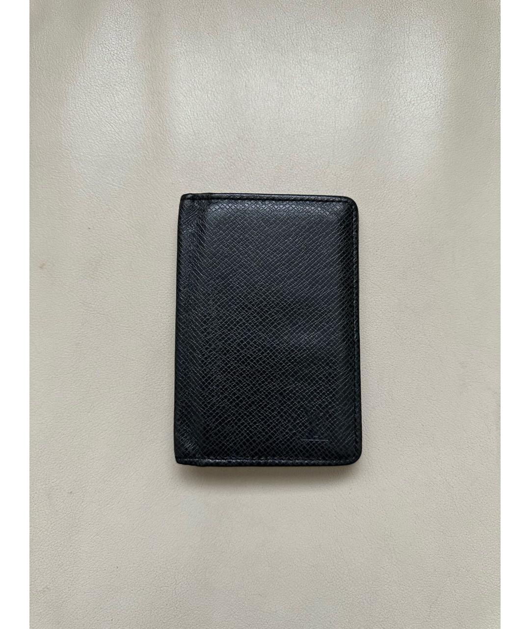 LOUIS VUITTON Черный кожаный кошелек, фото 6