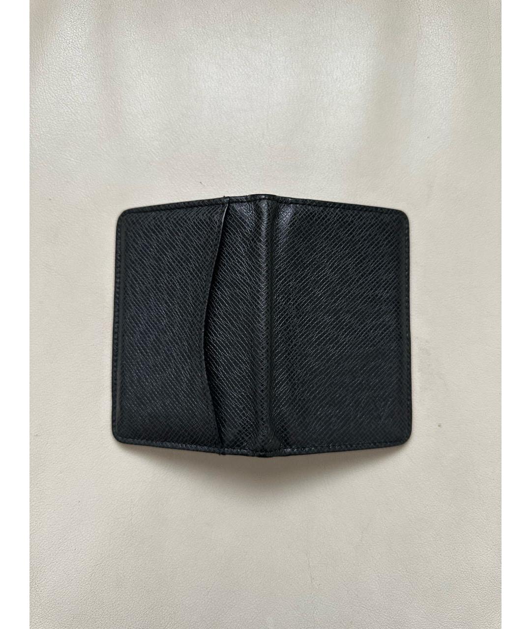 LOUIS VUITTON Черный кожаный кошелек, фото 4