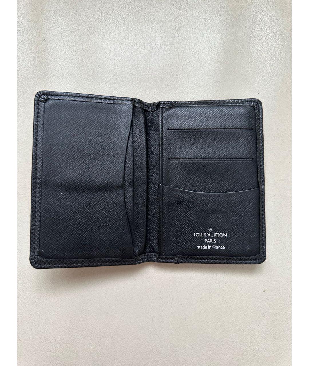LOUIS VUITTON Черный кожаный кошелек, фото 5