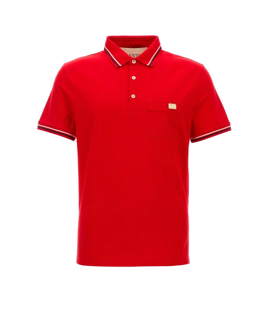 VALENTINO Красное хлопковое поло с коротким рукавом, фото 1