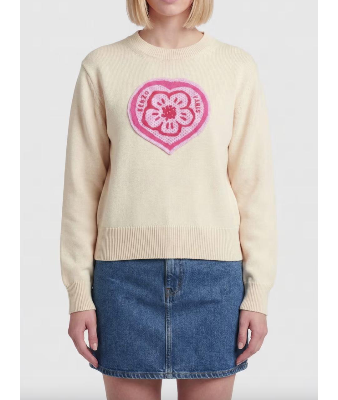 KENZO Бежевый хлопковый джемпер / свитер, фото 3