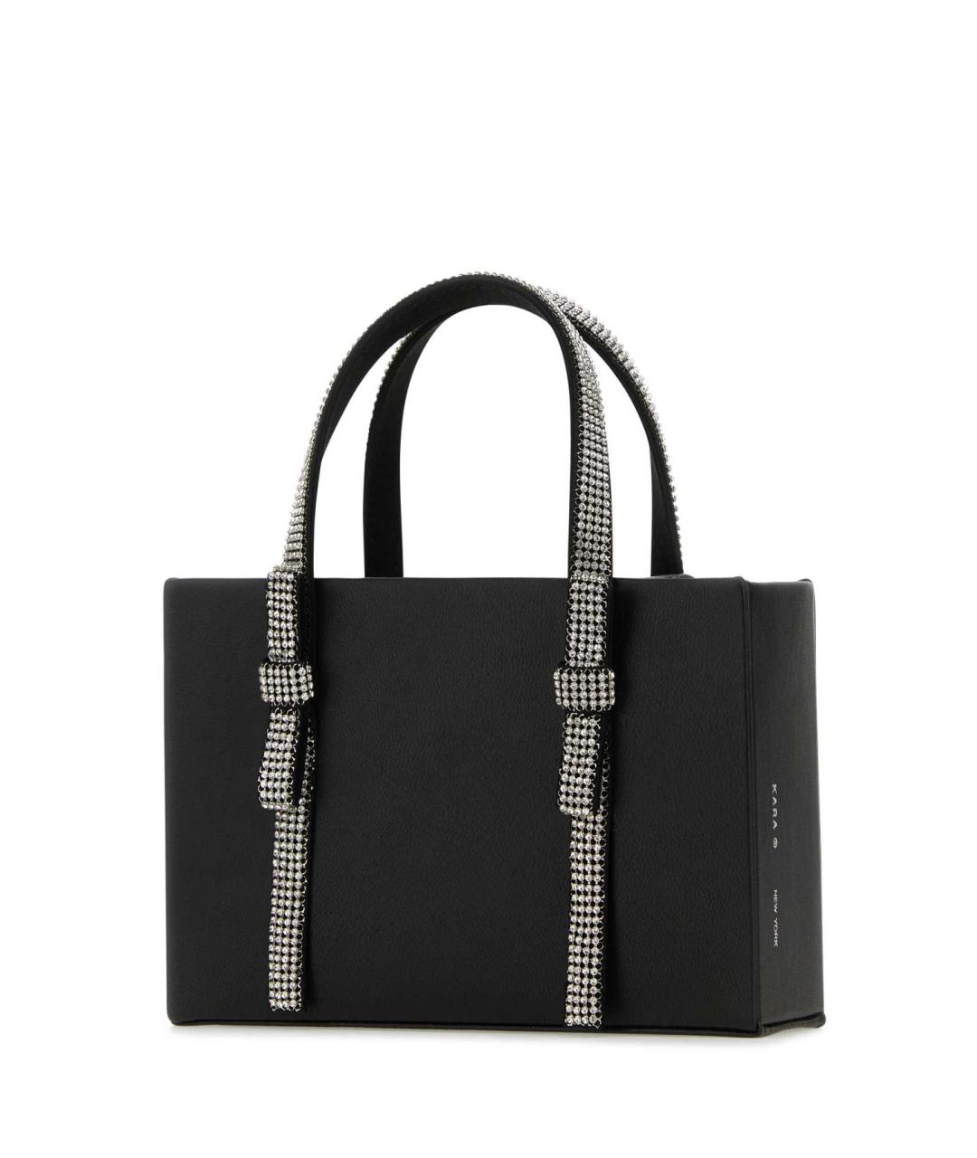 KARA Черная кожаная сумка с короткими ручками, фото 2