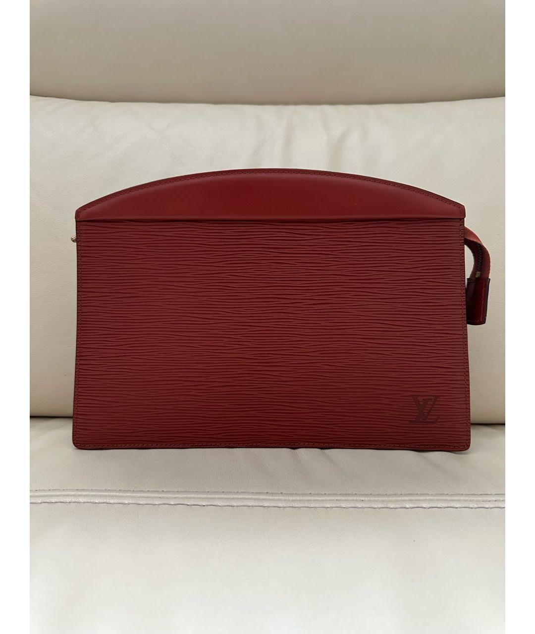 LOUIS VUITTON Красная кожаная барсетка, фото 7