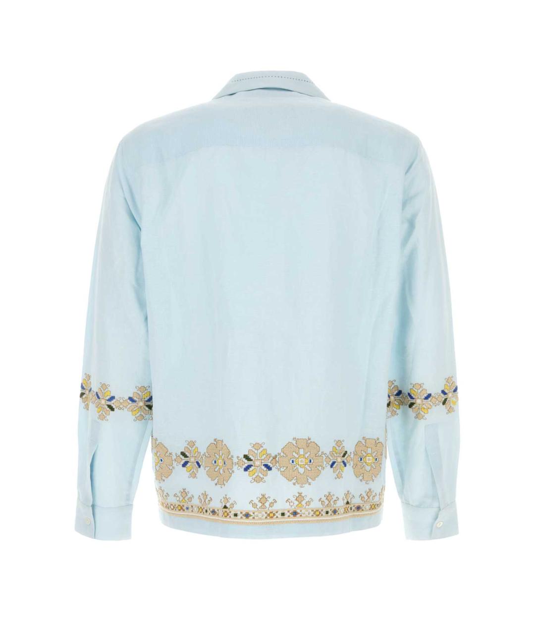 BAZISZT Голубая хлопковая кэжуал рубашка, фото 2