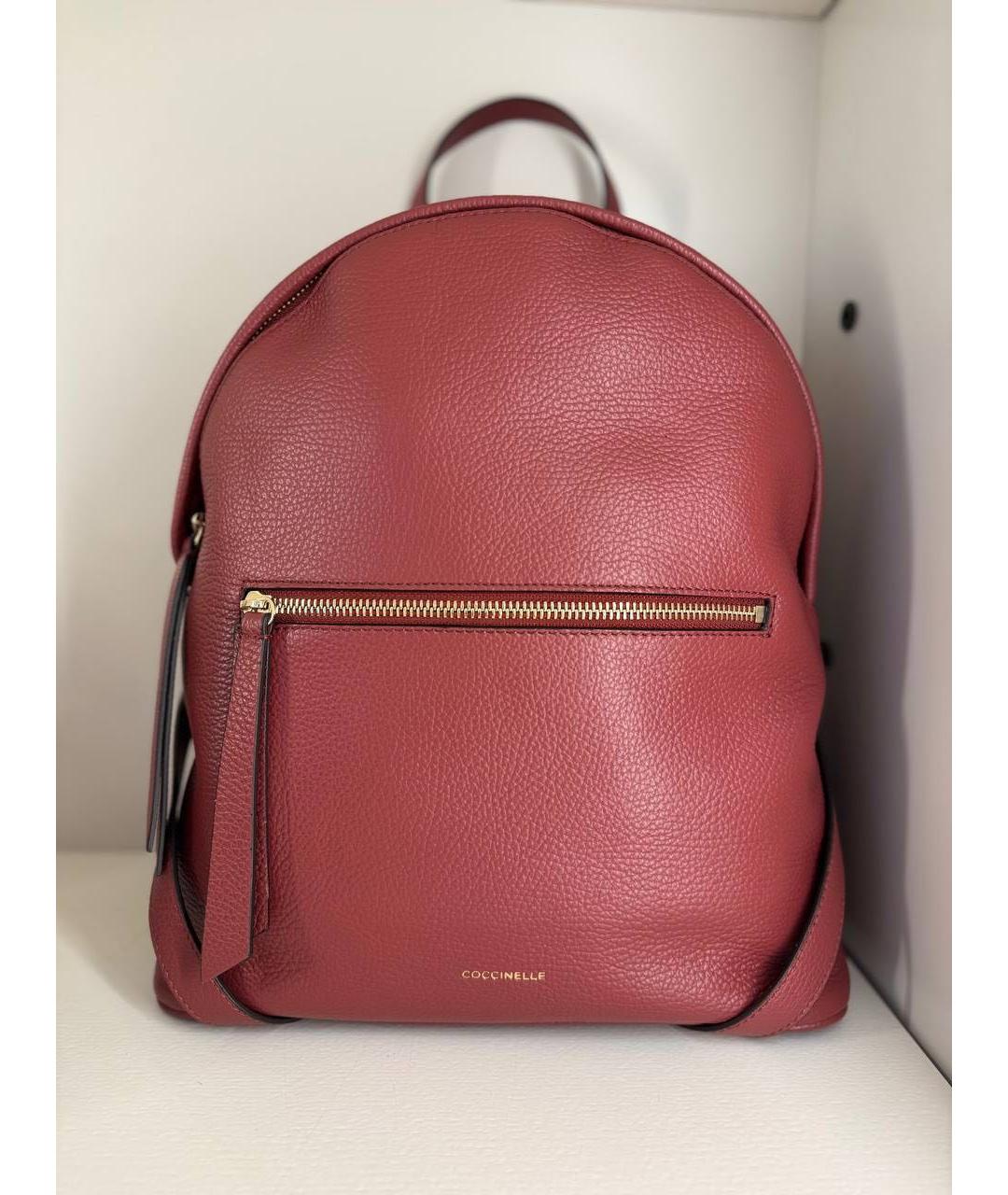 COCCINELLE Бордовый кожаный рюкзак, фото 6