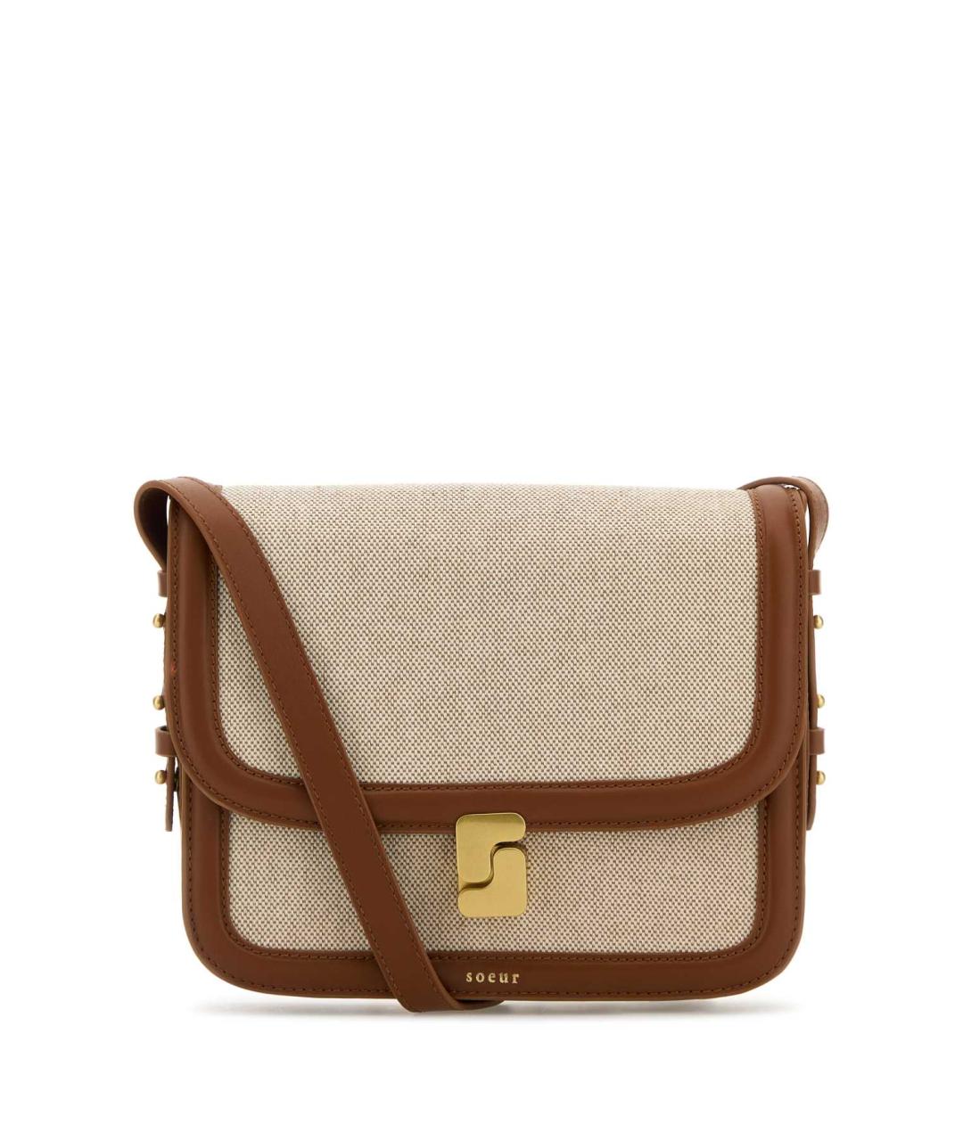 SOEUR Бежевая жаккардовая сумка через плечо, фото 1