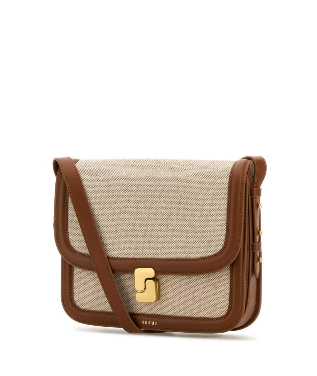 SOEUR Бежевая жаккардовая сумка через плечо, фото 2