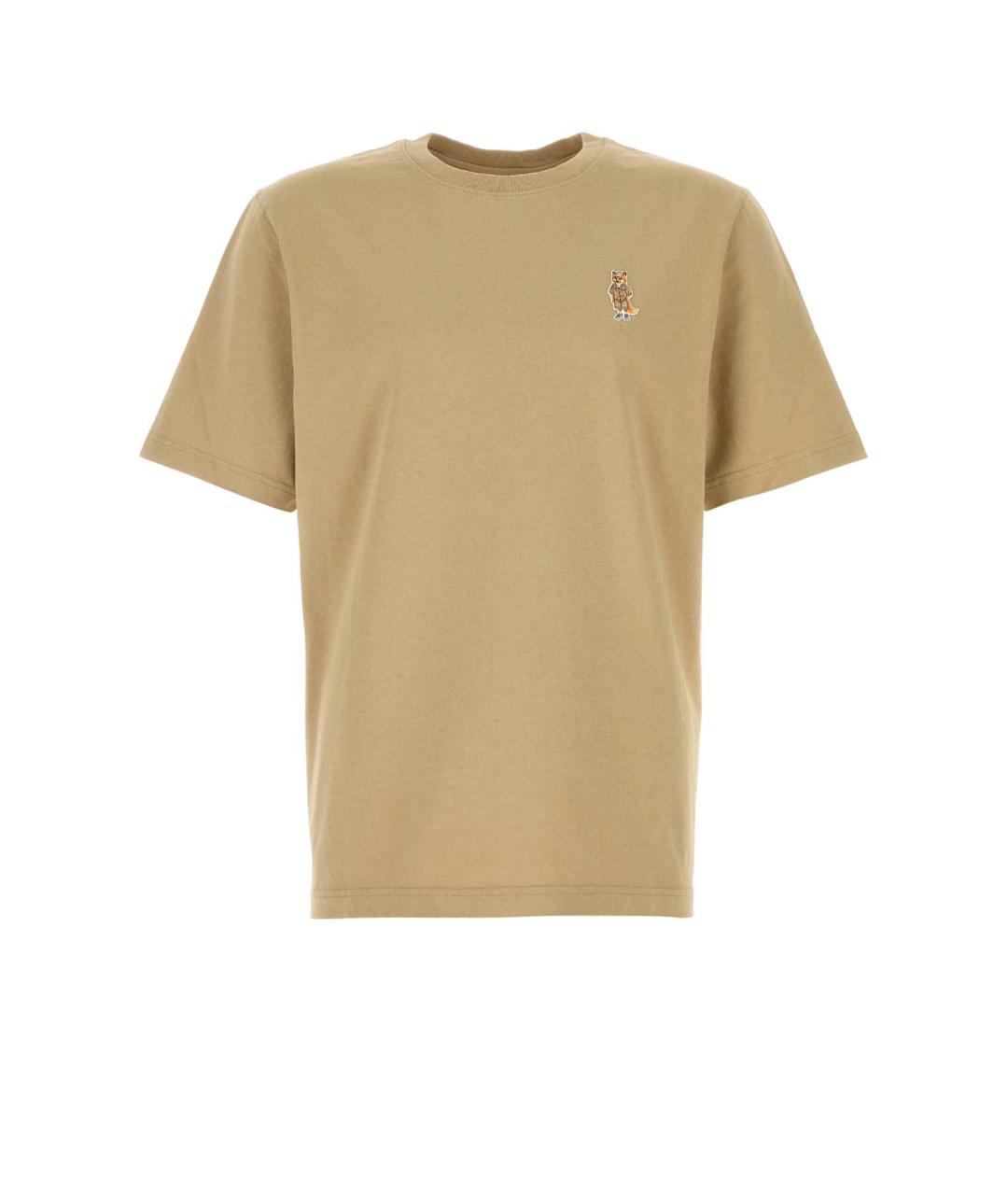 MAISON KITSUNE Бежевая хлопковая футболка, фото 1