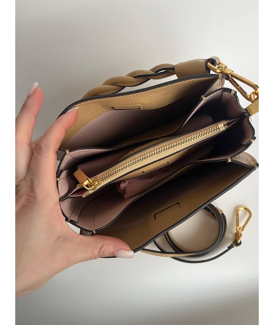 COCCINELLE Бежевая кожаная сумка через плечо, фото 4