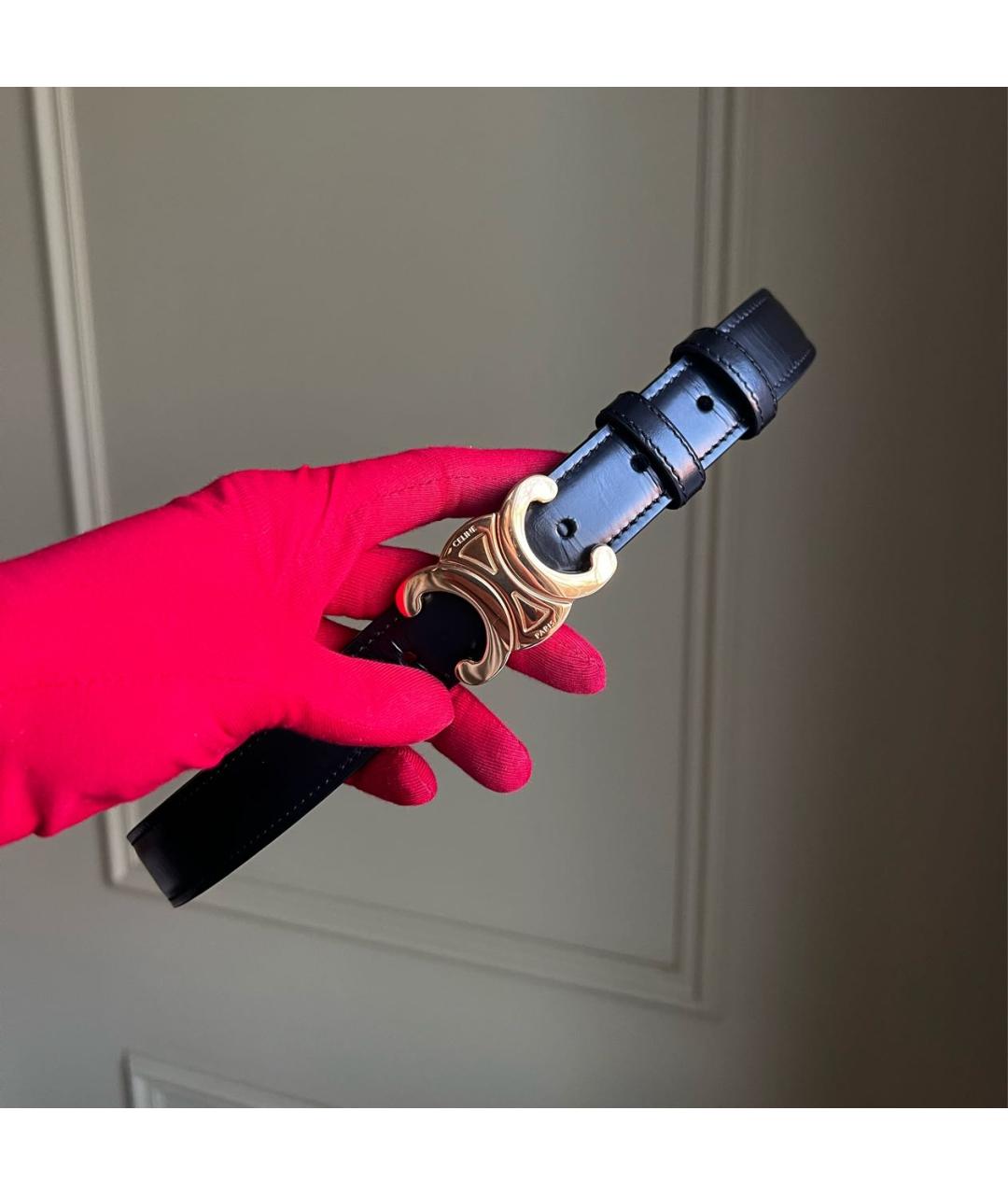 CELINE Черный кожаный ремень, фото 6