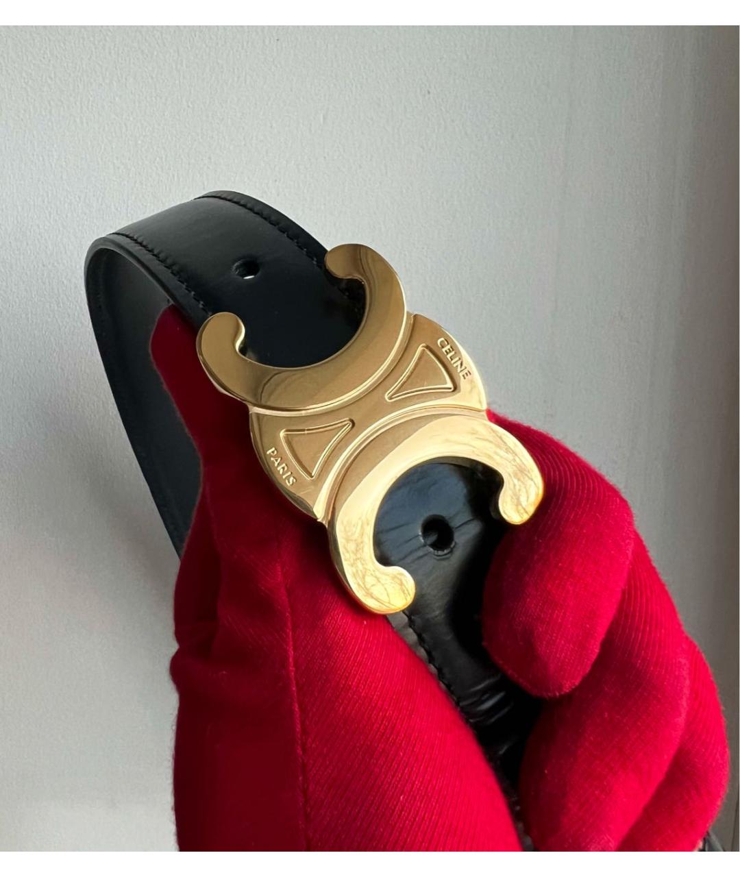 CELINE Черный кожаный ремень, фото 5