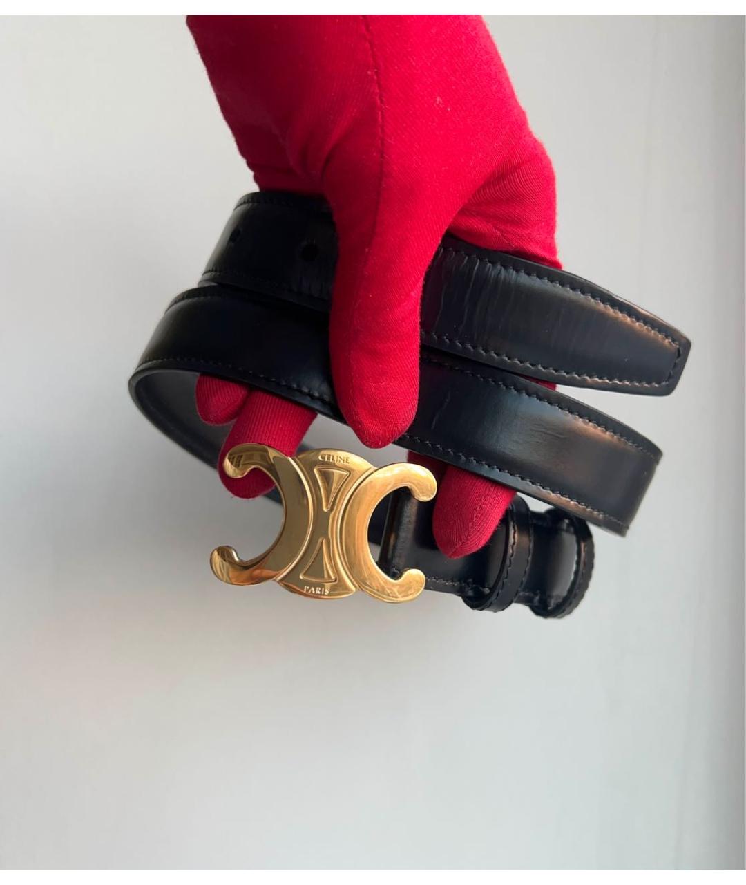 CELINE Черный кожаный ремень, фото 2