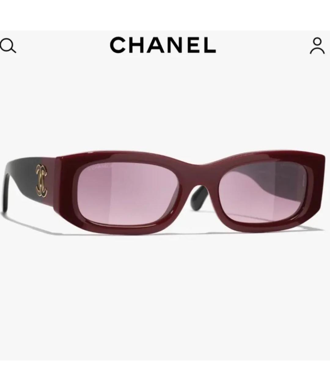 CHANEL Бордовые пластиковые солнцезащитные очки, фото 6