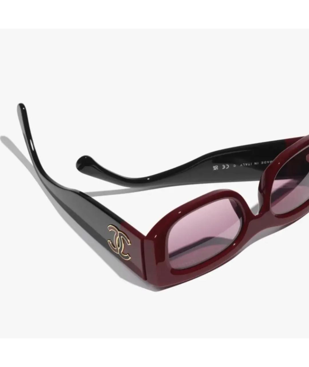 CHANEL Бордовые пластиковые солнцезащитные очки, фото 4