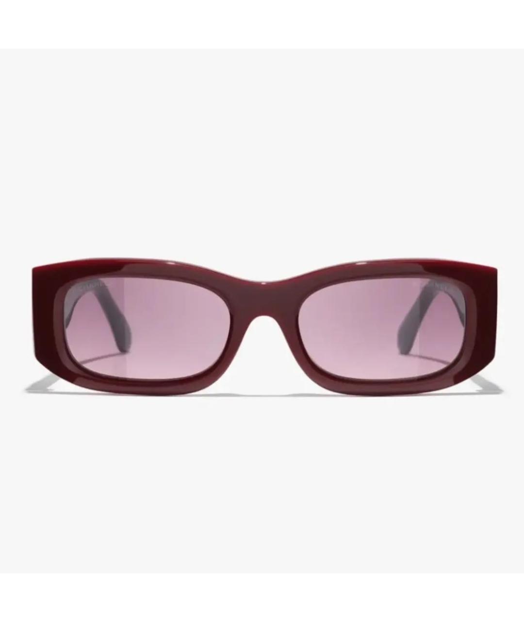 CHANEL Бордовые пластиковые солнцезащитные очки, фото 2