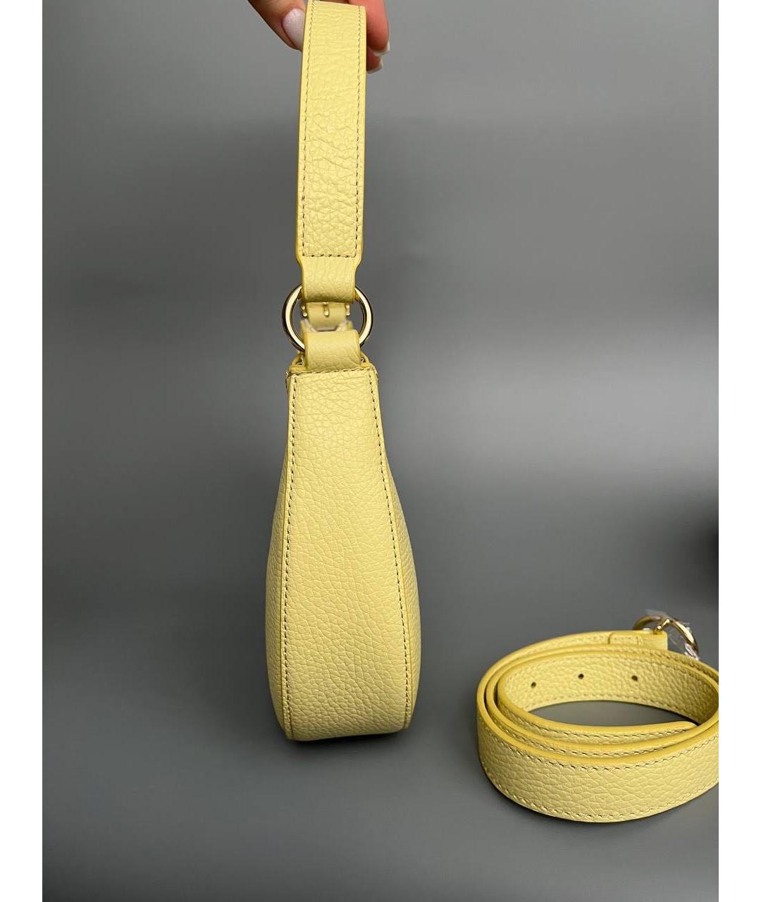 COCCINELLE Желтая кожаная сумка через плечо, фото 3