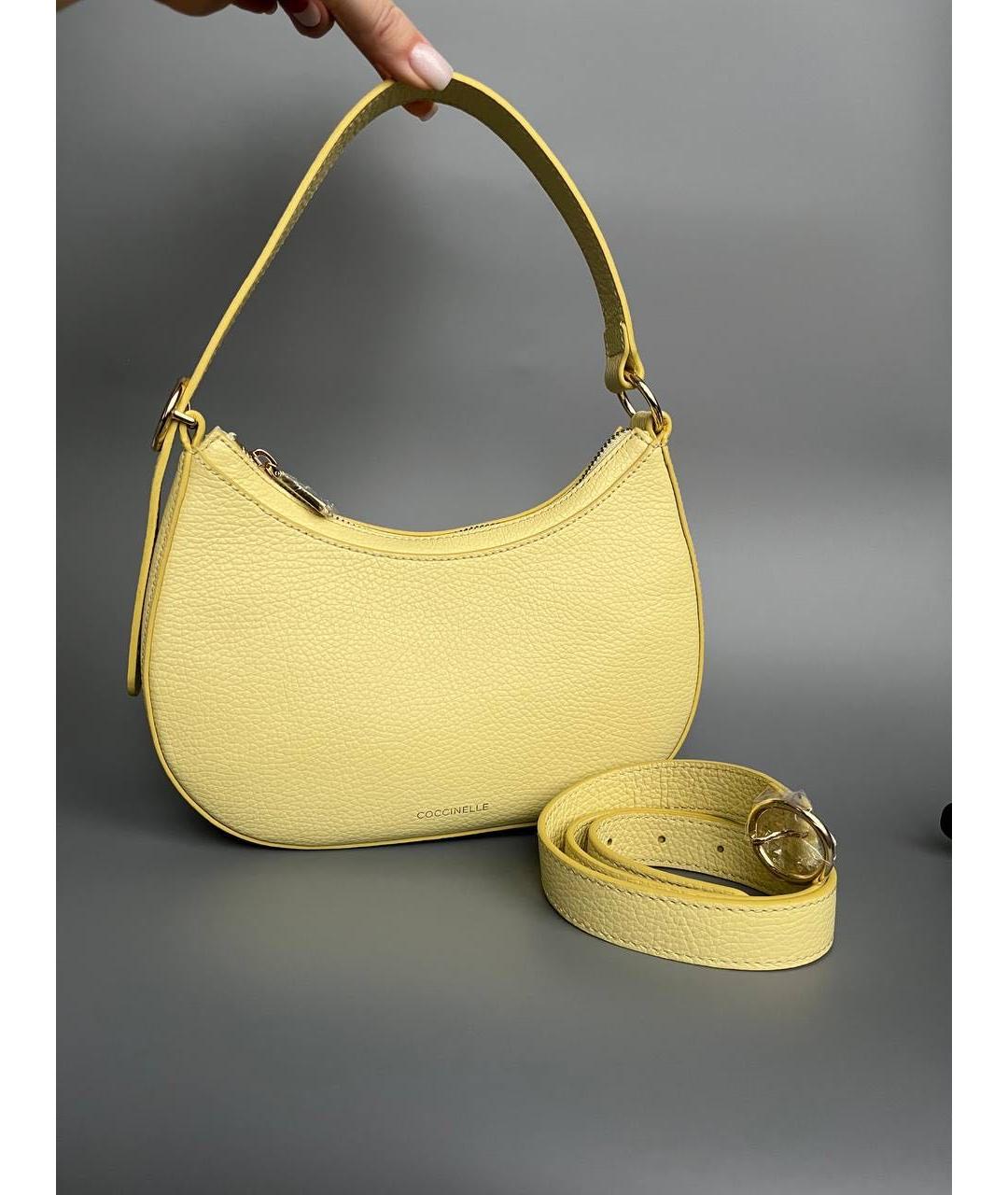 COCCINELLE Желтая кожаная сумка через плечо, фото 4