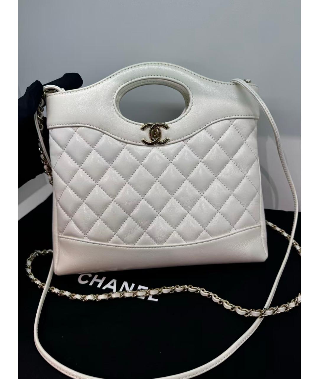 CHANEL Белая кожаная сумка через плечо, фото 2
