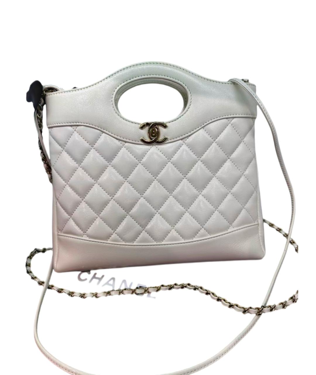 CHANEL Белая кожаная сумка через плечо, фото 6