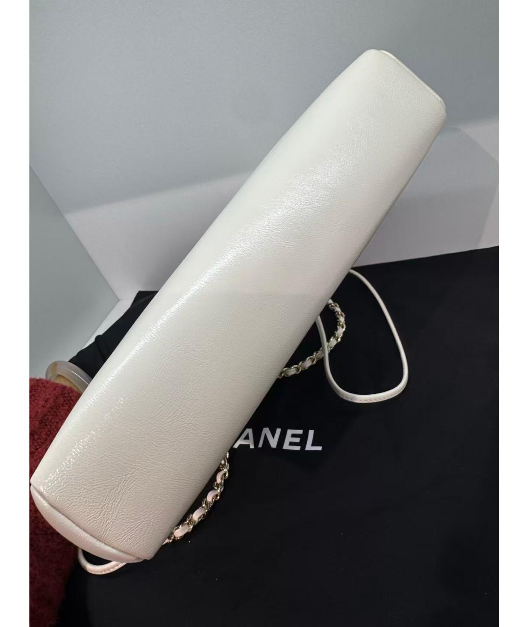 CHANEL Белая кожаная сумка через плечо, фото 5