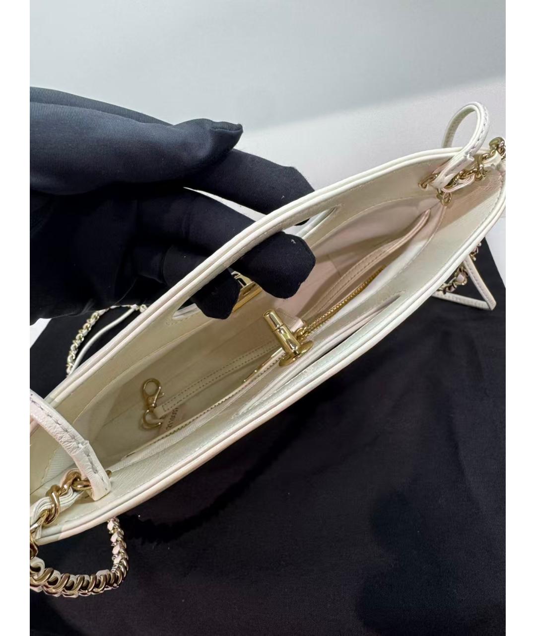 CHANEL Белая кожаная сумка через плечо, фото 4