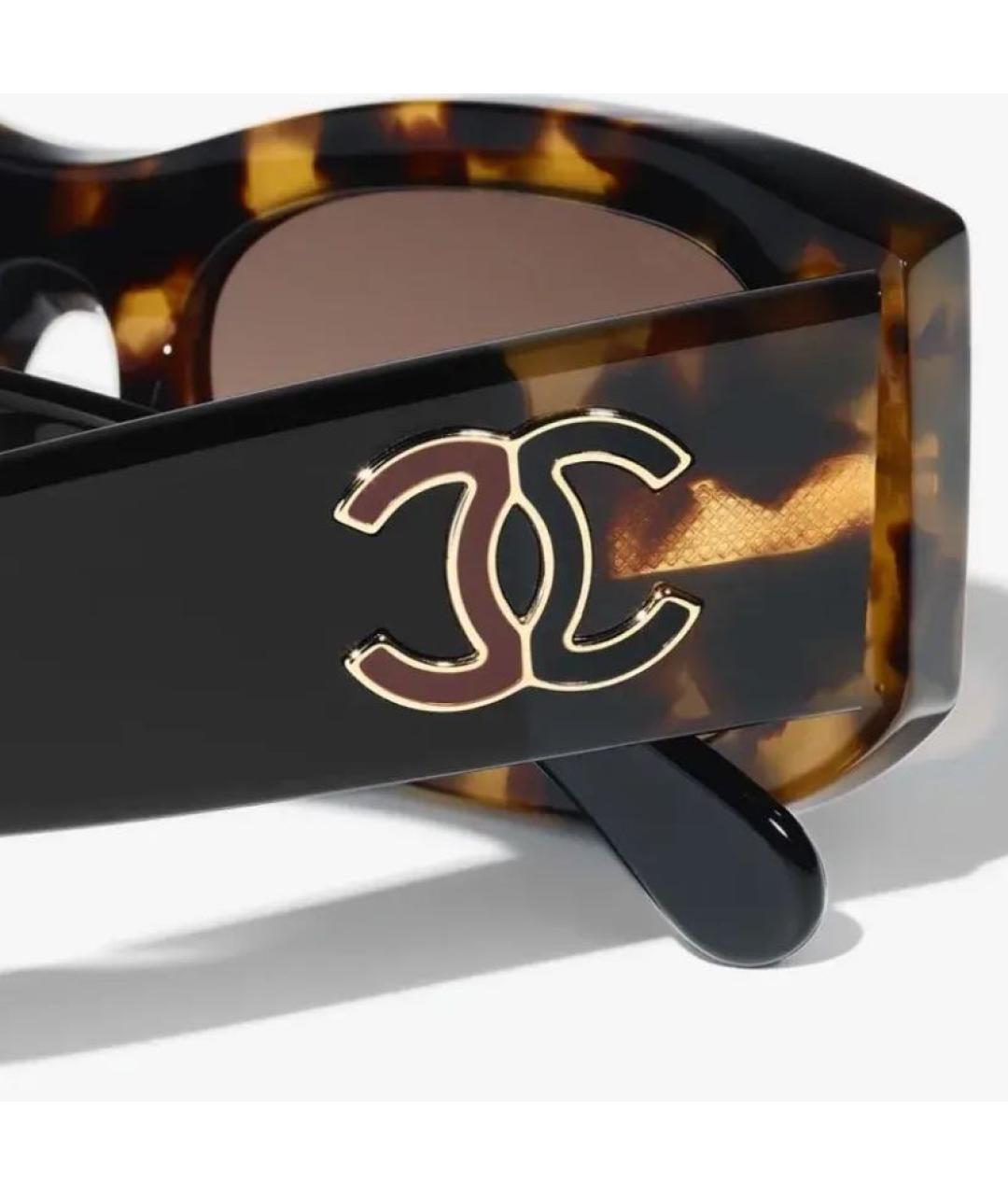 CHANEL Коричневые пластиковые солнцезащитные очки, фото 3